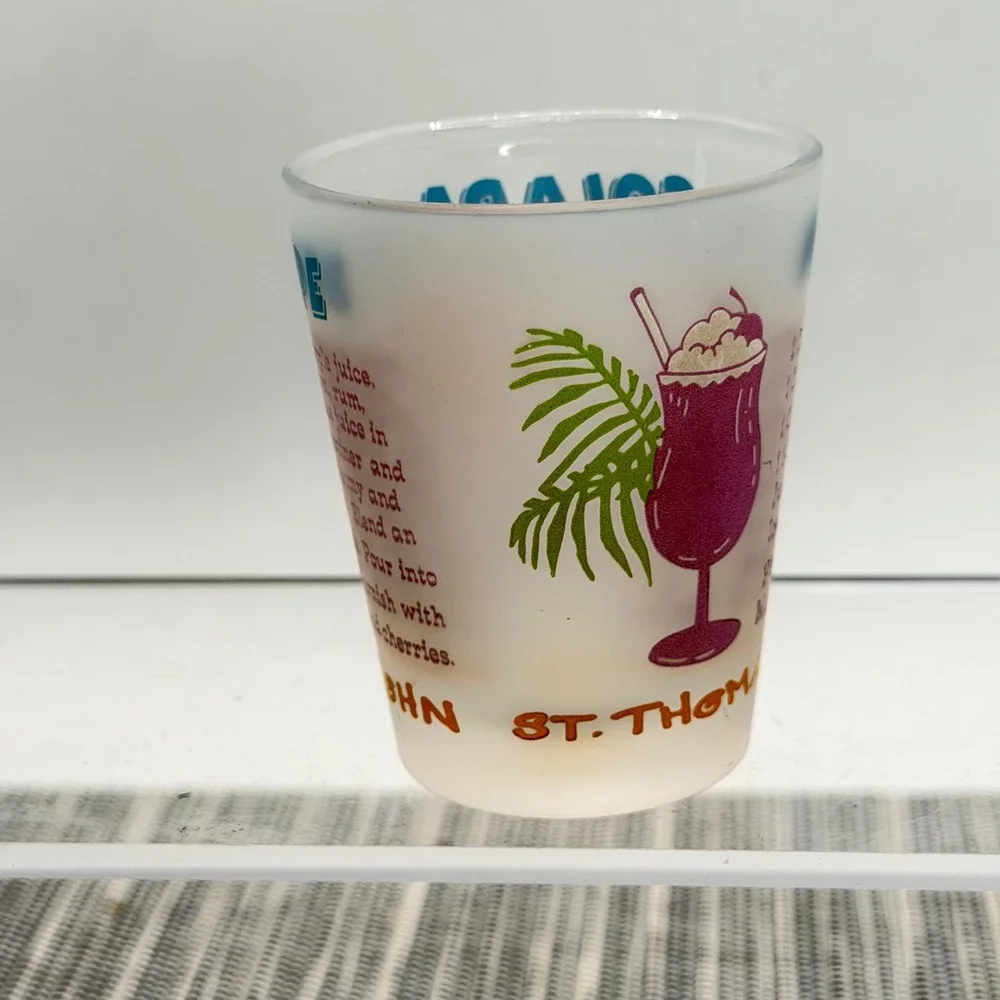 US Virgin Islands Pina Colada Recipe Frosted Shot Glass St Thomas Croix John